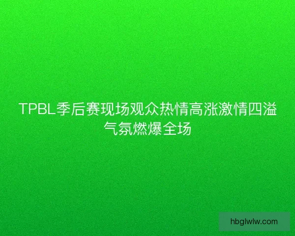TPBL季后赛现场观众热情高涨激情四溢气氛燃爆全场