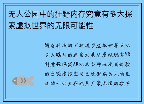无人公园中的狂野内存究竟有多大探索虚拟世界的无限可能性
